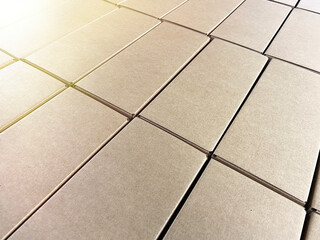 Lots of clean cardboard boxes in stock. Packaging in cardboard in production.