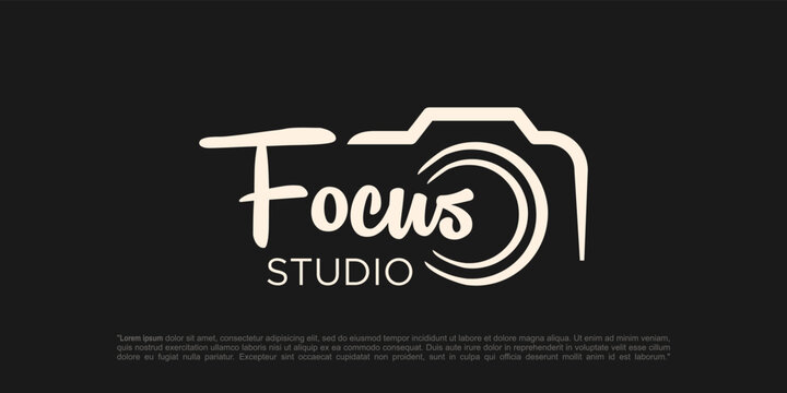 focus camera photography logo design vector template