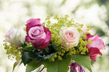 Romantic bouquet with pink roses