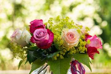 Romantic bouquet with pink roses