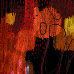 Abstract watercolor hand painted background, warm orange colors on dark surface