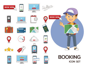 Booking concept flat icons