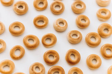 Fresh bagel on white background