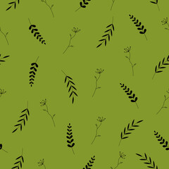 Seamless pattern with plants.Retro line art set with seamless pattern with plants. Abstract geometric texture. Beautiful spring background. Green leaf pattern texture abstract background. 