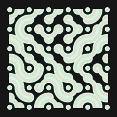 Color truchet tiling connections illustration