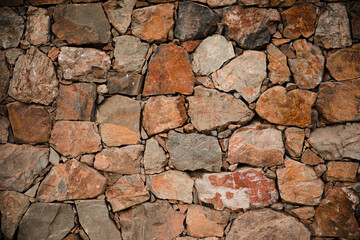 Grunge stone wall texture background. Close up bricks texture. Dirty grunge texture. Brown huge blocks from stone. High resolution texture for design. 