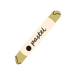 Oil pastel coloured pencil. Wax pigment stick. Colored tool for drawing, painting. Art supplies, used stationery. Flat vector illustration isolated on white background