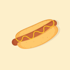 Vector hot dog. Fast food Illustration.