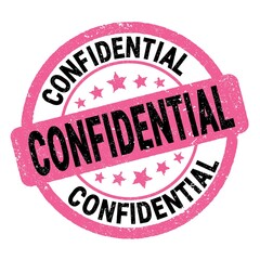 CONFIDENTIAL text written on pink-black round stamp sign.