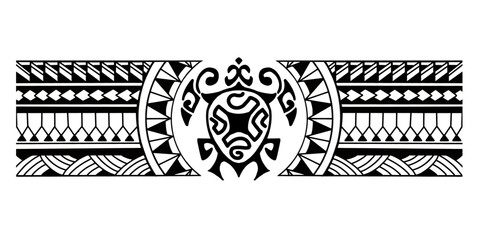 Polynesian border tattoo design.  Pattern aboriginal samoan. Black and white texture, isolated vector. - obrazy, fototapety, plakaty