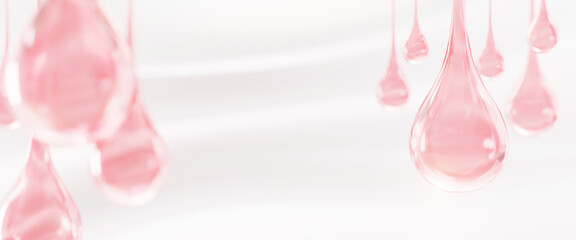 Collagen Skin Serum and Vitamin illustration isolated on soft color background. concept skin care cosmetics solution. 3d rendering.
