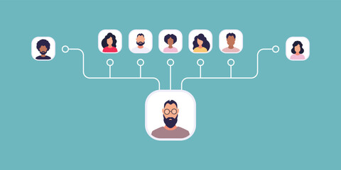 Scheme of subordination of people. Vector.