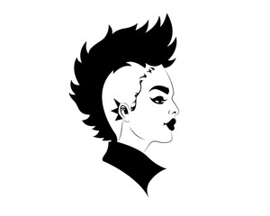 Beautiful woman with stylish hairstyle isolated on white background - vector illustration