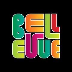 Bellevue Typography poster. T-shirt fashion Design. Template for poster, print, banner, flyer.