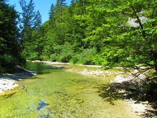Confluence of rivers Iska and Zala in Iski vintgar in Slovenia