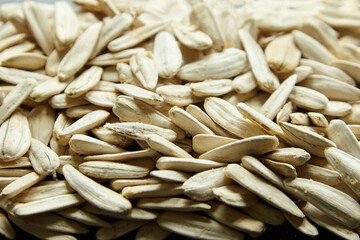 Salted white sunflower seeds closeup