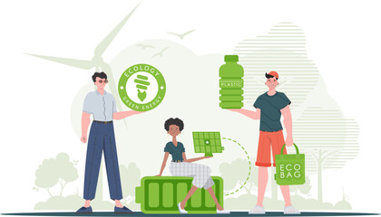 Ecology friendly concept. Flat trendy style. Vector illustration.