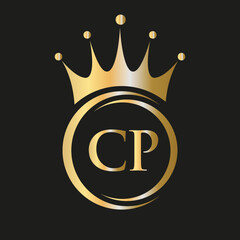 Letter CP Crown Logo. Royal Crown Logo for Spa, Yoga, Beauty, Fashion, Star, Elegant, Luxury Sign