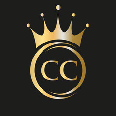 Letter CC Crown Logo. Royal Crown Logo for Spa, Yoga, Beauty, Fashion, Star, Elegant, Luxury Sign