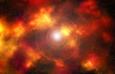 Space background with stardust and shining stars. Realistic cosmos and color nebula. Colorful galaxy. 3d illustration