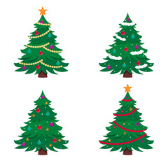Set of Christmas trees. Vector illustration