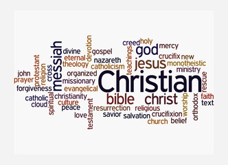 Word Cloud with CHRISTIAN concept, isolated on a white background