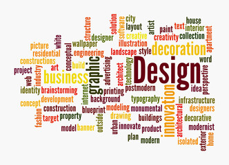 Word Cloud with DESIGN concept, isolated on a white background