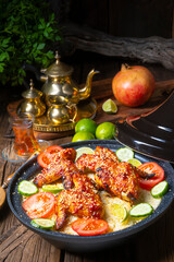 couscous with fried chicken wings spicy