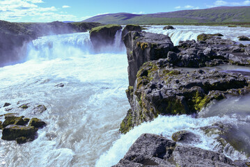 View at Godafoss waterfall in Iceland
