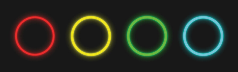 Circle neon vector illustration. Glowing borders isolated on black background.