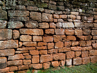 Brick wall, ruins of San Ignacio