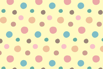 手描き レトロ 水玉 ドット シームレス パターン 01