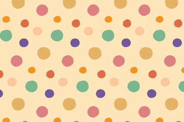 手描き レトロ 水玉 ドット シームレス パターン 02