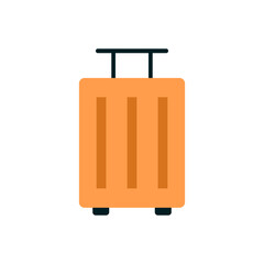 Orange suitcase. Luggage case. Vector.