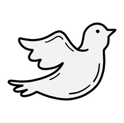 Simple pigeon bird, a dove of the world icon in linear doodle style