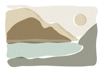 Trendy minimalist aesthetic landscape wall art design