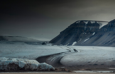 Tunabreen glacier, Svalbard island Norway