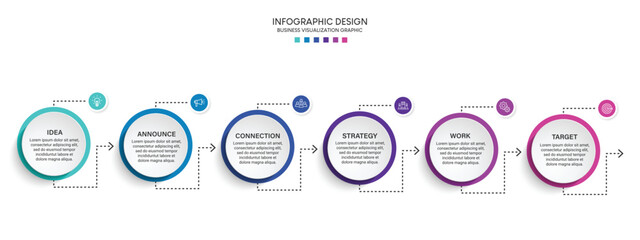 Business visualization infographic design template with options, steps or processes. Can be used for presentation, diagram, annual report, web design, workflow layout