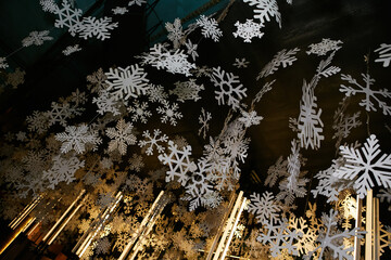 beautiful interior decoration for the New Year from paper snowflakes