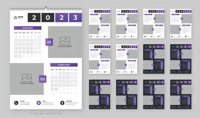 Monthly calendar for 2023 year. Week Starts on Monday.
