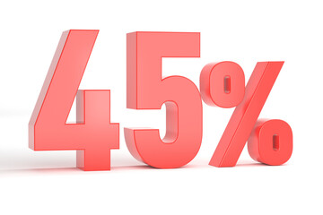 Red 45 percent isolated on white background