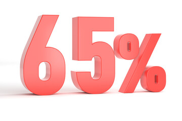 Red 65 percent isolated on white background