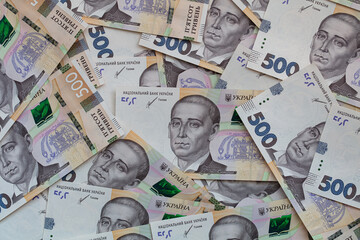 100 dollar and  500 hryvnyas banknotes background