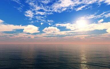 Obraz premium Simple seascape, sea sunset, 3d rendering