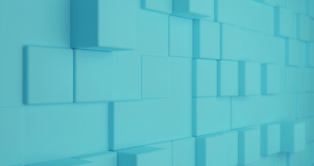 Image of moving tile wall over blue background