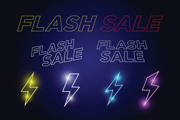 Flash Sale Shopping banner with Thunder sales banner template design for social media and website.Limited Only time and Flash Sale campaign