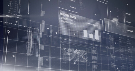 Image of data processing over cityscape