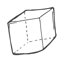 Fototapeta na wymiar cube sketch. geometric figure. square - black and white illustration on white background
