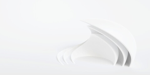 Obraz premium Abstract of white lines background, Minimal dynamic shape, 3d rendering.
