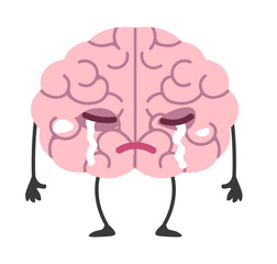 Sad or depressed, upset mind character, brain